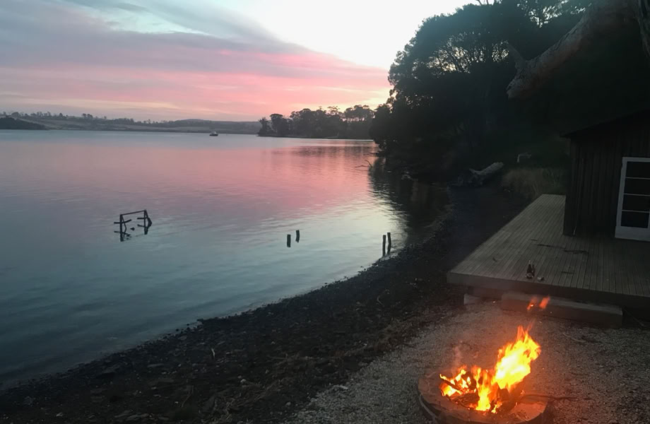 Waterton Hall estate - and enjoyable dinner and wine on out Boatshed deck with fire pit